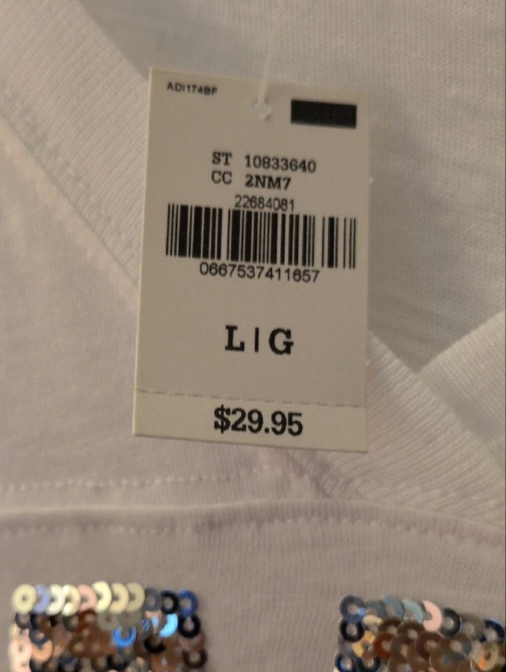 PINK Victoria's Secret White V-Neck Tee with Gold Sequin Logo - Picture 5 of 8